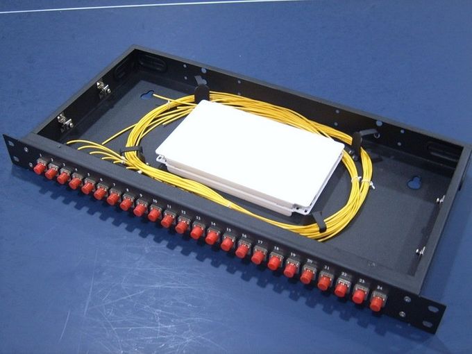 1U انزلاق الربط الألياف البصرية لوحة التصحيح 1550nm الطول الموجي مع دليل الكابل