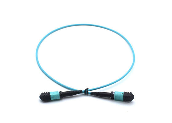FTTH Telecom MPO Simplex Patch Cord، Blue 8 Core / 12 Core Fiber Optic Cable APC Polishing المزود