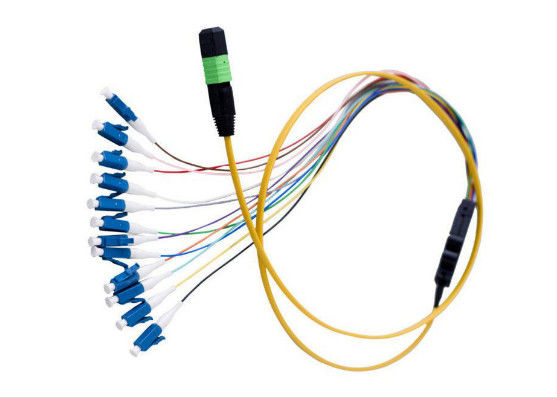 12 كور LC MTP / MPO تصحيح الحبل طول مخصص للتركيبات الفرضية المزود